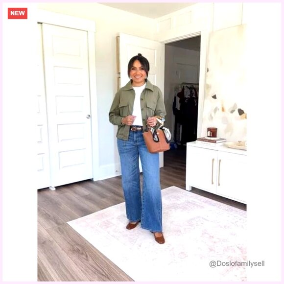 Lightweight Cropped Military Jacket with Pockets, Oversized Fit for Casual Wear - Picture 5 of 7